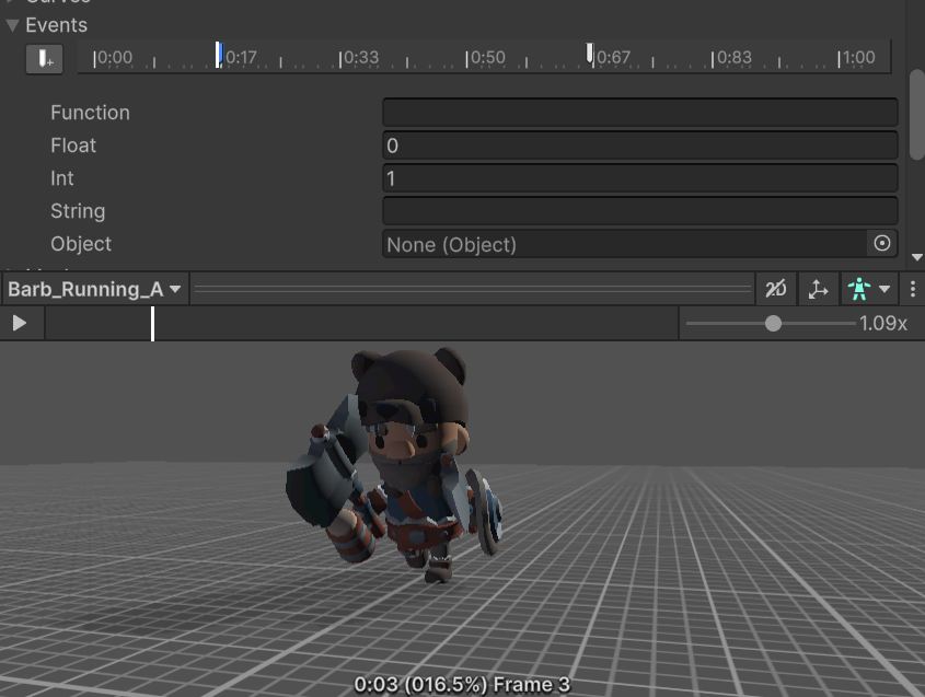 Animation events for the footsteps SFX